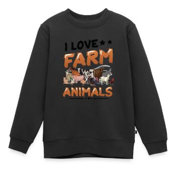J’aime les animaux de la ferme, la ferme des enfants - Sweat Premium enfant bio - noir - Devant - AI Model Kid Female (0cm)