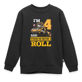 Voici comment je roule rouleau d’asphalte 4 ans 4ème - Sweat Premium enfant bio - noir - Devant - AI Model Kid Female (0cm)