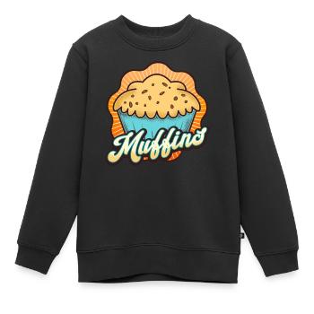 J’adore les muffins - Sweat Premium enfant bio - noir - Devant - AI Model Kid Female (0cm)