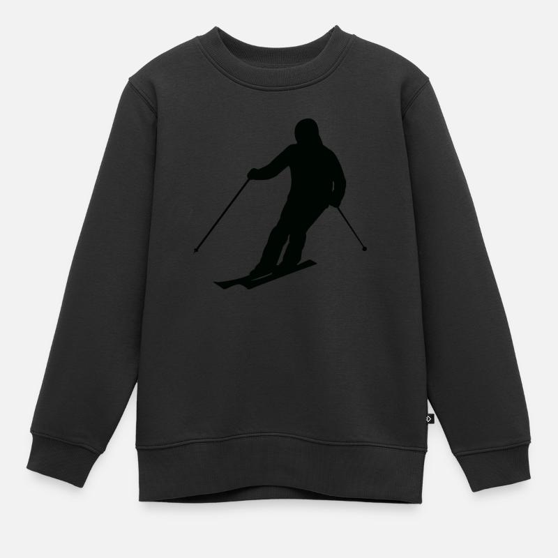 Ski Skifahrer Silhouette - Kinder Premium Organic Sweatshirt - Schwarz