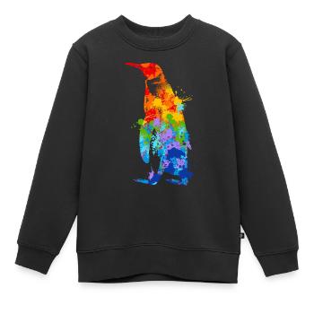 Pinguin Splash Art Arktis Eis - Kinder Premium Organic Sweatshirt - Schwarz - Vorne - AI Model Kid Female (0cm)