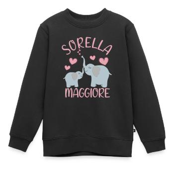 Sorella Maggiore Elefanti Annuncio Gravidanza - Kinder Premium Organic Sweatshirt - Schwarz - Vorne - AI Model Kid Female (0cm)