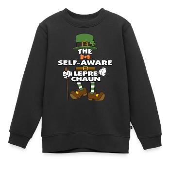 Le lutin conscient de lui-même La Saint-Patrick - Sweat Premium enfant bio - noir - Devant - AI Model Kid Female (0cm)