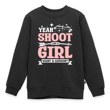 Ja, schieße Bogenschießen wie ein Mädchen - Kinder Premium Organic Sweatshirt - Schwarz - Vorne - AI Model Kid Female (0cm)