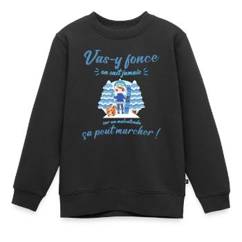 Vas y fonce ça peut marcher, Motivation enfant - Sweat Premium enfant bio - noir - Devant - AI Model Kid Female (0cm)