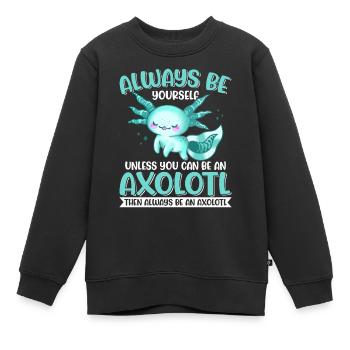 Axolotl Amphibie Lurch Salamander - Kinder Premium Organic Sweatshirt - Schwarz - Vorne - AI Model Kid Female (0cm)