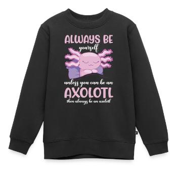 Axolotl Amphibie Lurch Salamander - Kinder Premium Organic Sweatshirt - Schwarz - Vorne - AI Model Kid Female (0cm)