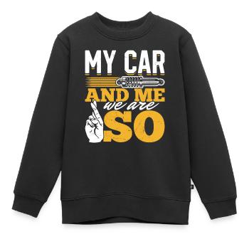 Mein Auto und ich , wir sind SO - PS Liebhaber - Kinder Premium Organic Sweatshirt - Schwarz - Vorne - AI Model Kid Female (0cm)