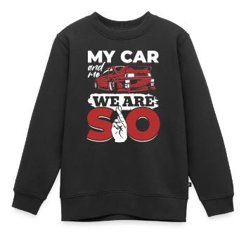Ma voiture et moi, nous sommes SO - PS amoureux - Sweat Premium enfant bio - noir - Devant - AI Model Kid Female (0cm)