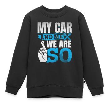 Mein Auto und ich , wir sind SO - PS Liebhaber - Kinder Premium Organic Sweatshirt - Schwarz - Vorne - AI Model Kid Female (0cm)