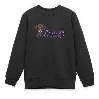 Whippet - Kinder Premium Organic Sweatshirt - Schwarz - Vorne - AI Model Kid Female (0cm)