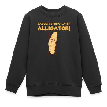 Lustiges Baguette Wortspiel - Kinder Premium Organic Sweatshirt - Schwarz - Vorne - AI Model Kid Female (0cm)