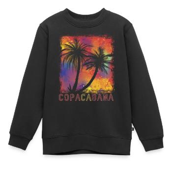 Palmier coloré Copacabana Paradise Rio Beach Ocean - Sweat Premium enfant bio - noir - Devant - AI Model Kid Female (0cm)
