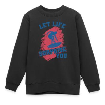 LAISSEZ LA VIE VOUS SURPRENDRE - Sweat Premium enfant bio - noir - Devant - AI Model Kid Female (0cm)