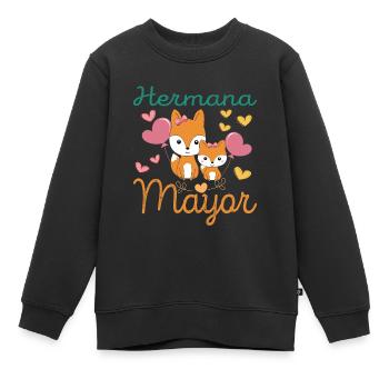 Futura Hermana Mayor Niñas Dulce Zorros - Kinder Premium Organic Sweatshirt - Schwarz - Vorne - AI Model Kid Female (0cm)