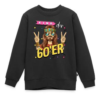 Kind der 60er Jahre Mann Kostüm - Kinder Premium Organic Sweatshirt - Schwarz - Vorne - AI Model Kid Female (0cm)