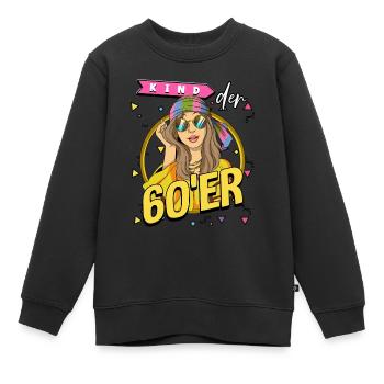 Kind der 60er Jahre Frau Kostüm - Kinder Premium Organic Sweatshirt - Schwarz - Vorne - AI Model Kid Female (0cm)
