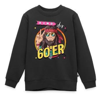 Kind der 60er Jahre Mann Kostüm - Kinder Premium Organic Sweatshirt - Schwarz - Vorne - AI Model Kid Female (0cm)