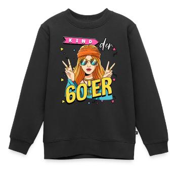 Kind der 60er Jahre Frau Kostüm - Kinder Premium Organic Sweatshirt - Schwarz - Vorne - AI Model Kid Female (0cm)