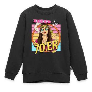 Kind der 70er Jahre Frau Kostüm - Kinder Premium Organic Sweatshirt - Schwarz - Vorne - AI Model Kid Female (0cm)