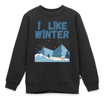 Ich mag den Winter - Kinder Premium Organic Sweatshirt - Schwarz - Vorne - AI Model Kid Female (0cm)