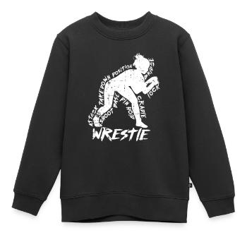 Bildung ist wichtig, aber Wrestling ist wichtig - Kinder Premium Organic Sweatshirt - Schwarz - Vorne - AI Model Kid Female (0cm)