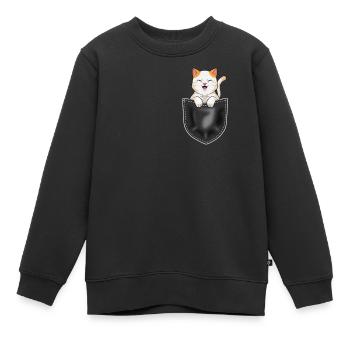 Katzen Mietzekatze Katzenbesitzer Geschenk - Kinder Premium Organic Sweatshirt - Schwarz - Vorne - AI Model Kid Female (0cm)