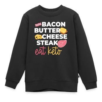 Mangez des aliments sains Keto - Sweat Premium enfant bio - noir - Devant - AI Model Kid Female (0cm)