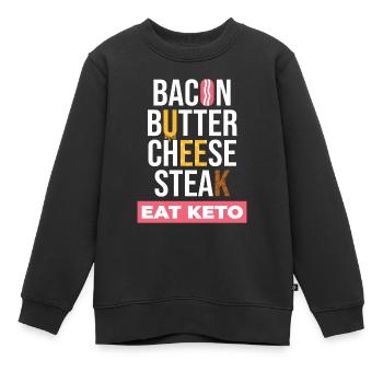 Mangez des aliments sains céto - Sweat Premium enfant bio - noir - Devant - AI Model Kid Female (0cm)