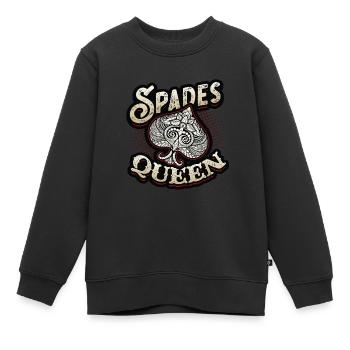 Dame de pique, jeu de cartes de pique - Sweat Premium enfant bio - noir - Devant - AI Model Kid Female (0cm)