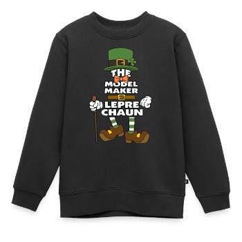 Le maquettiste Leprechaun St Patrick’s Day - Sweat Premium enfant bio - noir - Devant - AI Model Kid Female (0cm)