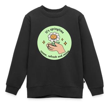 C’est le printemps, renouvelez le rafraîchissement et faites revivre le printemps - Sweat Premium enfant bio - noir - Devant - AI Model Kid Female (0cm)