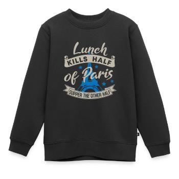 LE DÉJEUNER TUE LA MOITIÉ DU SOUPER PARISIEN L’AUTRE MOITIÉ - Sweat Premium enfant bio - noir - Devant - AI Model Kid Female (0cm)