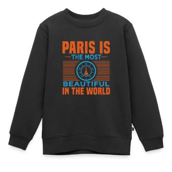 PARIS IST DAS SCHÖNSTE DER WELT - Kinder Premium Organic Sweatshirt - Schwarz - Vorne - AI Model Kid Female (0cm)