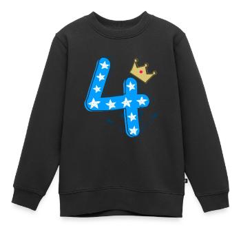 Jungs 4. Geburtstags Design in Blau - Kinder Premium Organic Sweatshirt - Schwarz - Vorne - AI Model Kid Female (0cm)