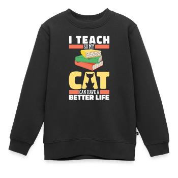 Professeur Pédagogue Chat - Sweat Premium enfant bio - noir - Devant - AI Model Kid Female (0cm)