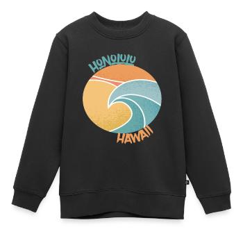 Honolulu Surfing Palmen Hawaii Urlaub Ozean - Kinder Premium Organic Sweatshirt - Schwarz - Vorne - AI Model Kid Female (0cm)