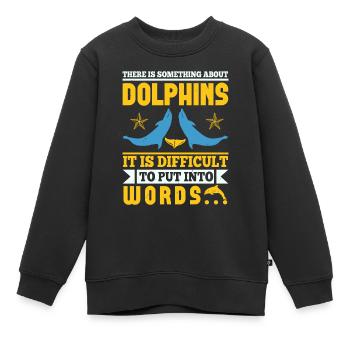 DELFINE IST SCHWER IN WORTE ZU FASSEN - Kinder Premium Organic Sweatshirt - Schwarz - Vorne - AI Model Kid Female (0cm)