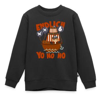 Piratenschiff Endlich 6 Jahre Junge Geburtstagidee - Kinder Premium Organic Sweatshirt - Schwarz - Vorne - AI Model Kid Female (0cm)