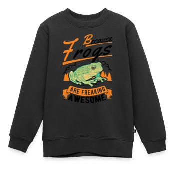 Frosch Geschenk Laubfrosch - Kinder Premium Organic Sweatshirt - Schwarz - Vorne - AI Model Kid Female (0cm)
