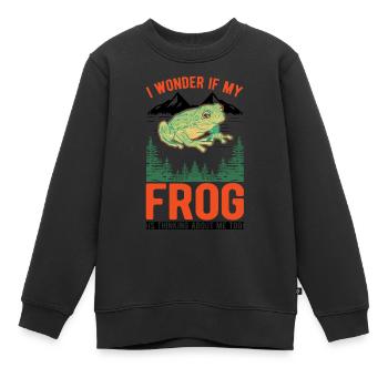 Grenouille cadeau Rainette - Sweat Premium enfant bio - noir - Devant - AI Model Kid Female (0cm)