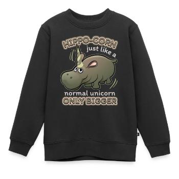 Nilpferd, Flusspferd, Spruch, Einhorn-Unicorn - Kinder Premium Organic Sweatshirt - Schwarz - Vorne - AI Model Kid Female (0cm)