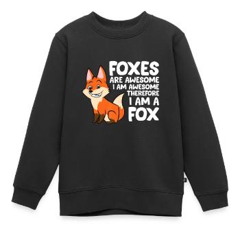 Les renards sont géniaux Je suis génial donc je suis un Fo - Sweat Premium enfant bio - noir - Devant - AI Model Kid Female (0cm)