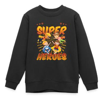 J’enseigne aux super-héros - Sweat Premium enfant bio - noir - Devant - AI Model Kid Female (0cm)