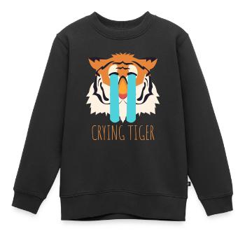 Tiger-Kopf, Tiger-Motiv, Tiger-Spruch, Pixelart - Kinder Premium Organic Sweatshirt - Schwarz - Vorne - AI Model Kid Female (0cm)