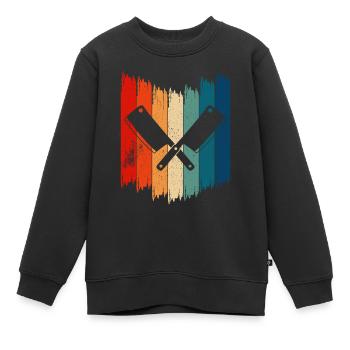 Retro Butcher Knife Vintage Butcher Knife - Kinder Premium Organic Sweatshirt - Schwarz - Vorne - AI Model Kid Female (0cm)