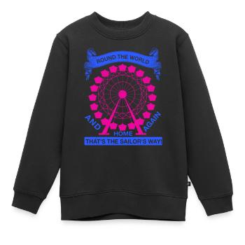 RUND UM DIE WELT UND WIEDER NACH HAUSE - Kinder Premium Organic Sweatshirt - Schwarz - Vorne - AI Model Kid Female (0cm)