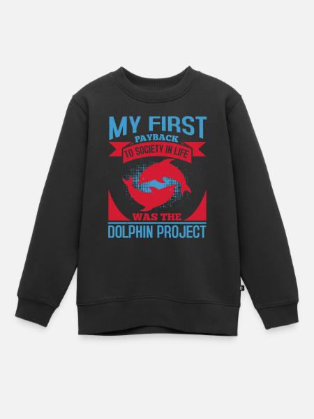 LE PREMIER À SOCIETY IN LIFE A ÉTÉ LE DOLPHINS PROJECT - Sweat Premium enfant bio - noir