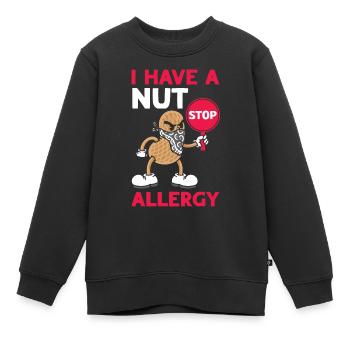 J’ai une allergie aux noix aux arachides allergique aux arachides - Sweat Premium enfant bio - noir - Devant - AI Model Kid Female (0cm)