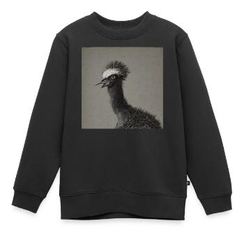 Emu-Porträt im 19. Jahrhundert-Stil - Kinder Premium Organic Sweatshirt - Schwarz - Vorne - AI Model Kid Female (0cm)